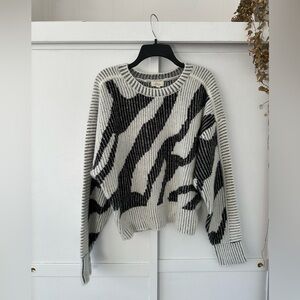 Elan Black and White Striped Sweater • Size S